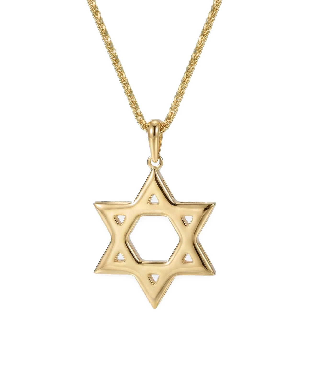 שרשרת זהב צהוב עם תליון מגן דוד חלק